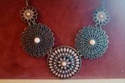 Statement necklace copper and coral