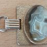 Quality polished stone mid-century modernist 7" link gilt bracelet Costume FREEPOST Image 4