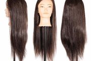 18" Hairdressing Training Head Real Human Hair Brown Long Hair Practice Head