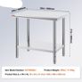 Stainless Steel Prep Table, 900x600x800 mm, 700 lbs Load Capacity, Heavy Duty Metal Worktable with 3 Adjustable Height Levels Image 4