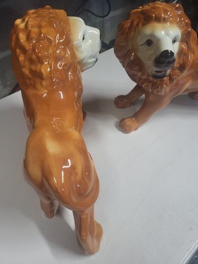 Pair Staffordshire Standing Lions