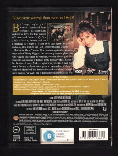 My Fair Lady DVD Movie staring Audrey Hepburn & Rex Harrison