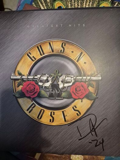 Guns N Roses Greatest Hits limited edition splatter vinyl - Signed by Duff