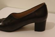 PieSanto Black Pump Shoes Wide Fit (G) Block Heel UK2 EU35 Removable Insole CAN POST