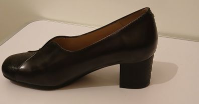 PieSanto Black Pump Shoes Wide Fit (G) Block Heel UK2 EU35 Removable Insole CAN POST