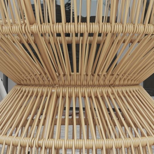 Outdoor Side Table Garden Table Rattan Side Table, Glass Top, PE Rattan, 60 cm x 60 cm x 50 cm, Natural