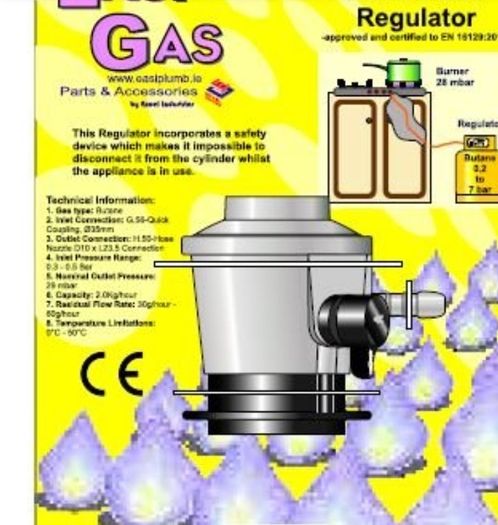 Brand New Butane Propane gas Clip Regulator 27mm 37mbar