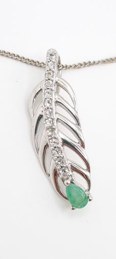 Spinel With Emerald Teardrop Base On Sterling Silver Necklace