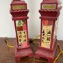 Pair of Chinese Style Red Mosaic Table Lamps ,Rewired and Working Image 3