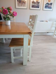 dining table and 6 solid oak chairs