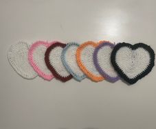 Handmade Crochet Heart Coasters (Set of 6) - Valentine's Gift
