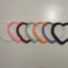 Handmade Crochet Heart Coasters (Set of 6) - Valentine's Gift