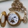 Mount Royal Half Hunter Gold Plated Sun and Moon Dial Pocket Watch (works perfectly) Image 4