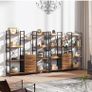 4-Tier Bookcase with Drawers, 100cm Wide Rustic Brown Shelving Unit 142cm Height, 10 Open Shelves + 3 Fabric Drawers, Industrial Rustic, For Living/Bedroom/Home Office, Large Storage Image 2
