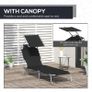 Reclining Chair Sun Lounger Folding Lounger Seat with Sun Shade Awning Beach Garden Outdoor Patio Recliner Adjustable (Black) Image 5