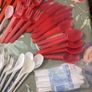Mixture of plastic cutlery,2 metal spoons,measuring spoons/cups and mini straws Image 2