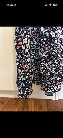 Apricot ditsy cluster ruffle dress