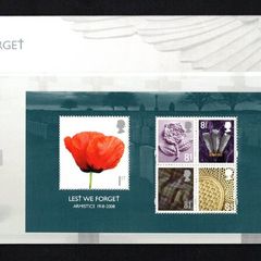 2008 Great Britain The 90th Anniversary of the End of WWI Commemorative Stamps Miniature Sheet Presentation Pack