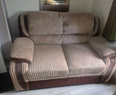 3 & 2 Seater Sofa Suite Beige/Brown Cord  Good Condition
