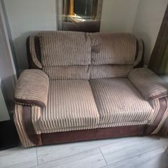 3 & 2 Seater Sofa Suite Beige/Brown Cord  Good Condition