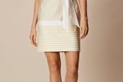 Karen millen belted Yellow Stripe Dress UK 12