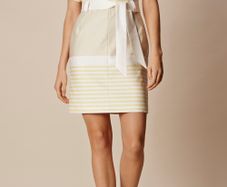 Karen millen belted Yellow Stripe Dress UK 12