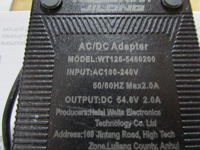 Charger 54.6v 2A - 3 Pin