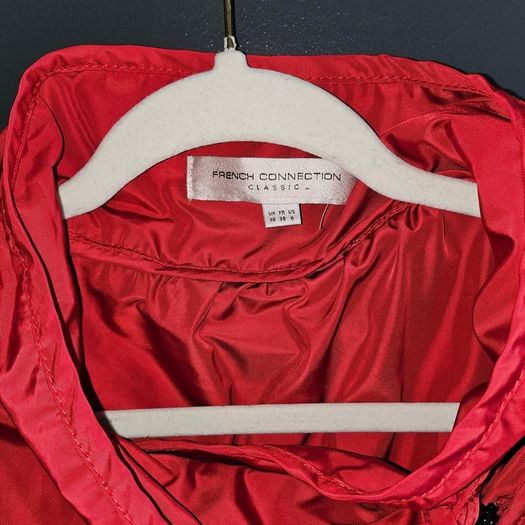 French Connection Red Asymmetrical Zip Hooded Jacket  EU 38 UK 10)