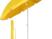1.6m Beach Umbrella with Cover, Portable Tilting Garden Parasol Umbrella, Garden Umbrella for Beach/Pool/Patio, Round Sunscreen UV20+ Yellow