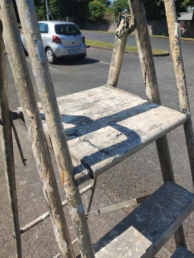 6-Step Heavy Duty Aluminium Folding Ladder with Safety Rail  Tool Tray