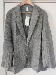 Pure Linen Blazer Men, Size M (Asian XL) Grey