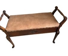Antique Victorian Mahogany Duet Piano Stool