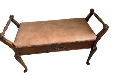Antique Victorian Mahogany Duet Piano Stool