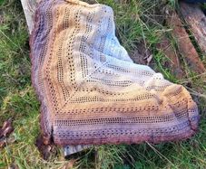 Handmade crochet triangle shawl wrap. Brown and beige ombre lacy shawl