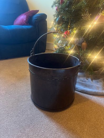 Antique French Copper Log Bucket