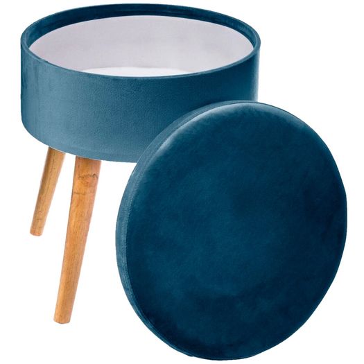 BRAND NEW Storage velvet stool made of polyester 36x44 cm color blue