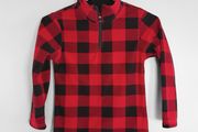 Pre Owned Place Black + Red Fleece Half Zip Jumper