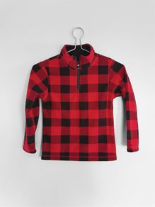 Pre Owned Place Black + Red Fleece Half Zip Jumper
