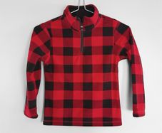 Pre Owned Place Black + Red Fleece Half Zip Jumper