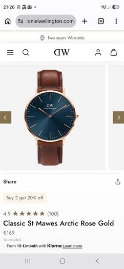 Daniel wellington Classic St Mawes Arctic Rose Gold
