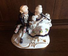 Vintage Blue and White Musical Figurienes Ornament