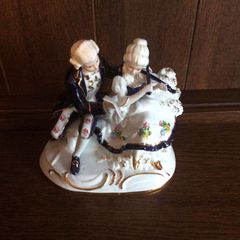 Vintage Blue and White Musical Figurienes Ornament