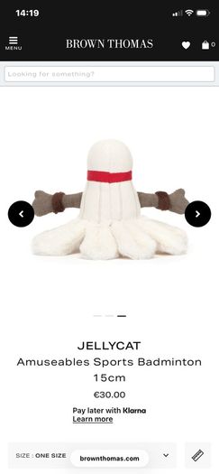New JELLYCAT Amuseable Sports Badminton
