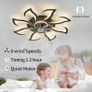 Ceiling Fan with Light and Remote Control, Dimmable Bedroom Fan, 6-Speed Settings, Suitable for Bedrooms, Living Rooms, and Kitchens - White Image 6