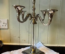 Vintage Silver Chrome 5 Arm Candelabra Candle Holder