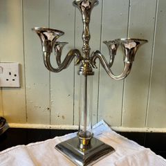 Vintage Silver Chrome 5 Arm Candelabra Candle Holder