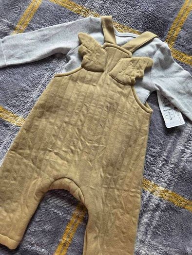 3-6m, With Tags Girls M&S Dungarees with Wings and Bodysuit included