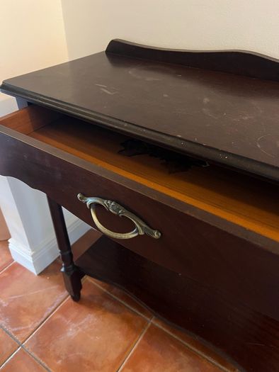 Dark Wood Hall Table with Drawer & Shelf