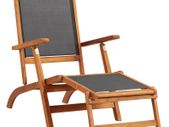 Sun Lounger Solid Acacia Wood and Textilene