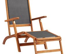 Sun Lounger Solid Acacia Wood and Textilene